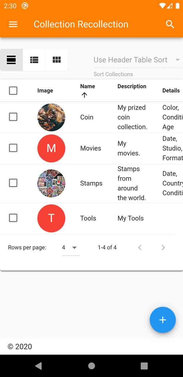 Android device, Collection Recollection app screen shot 3